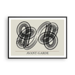 Plakat w czarnej ramie - Abstrakcyjne, czarne linie na jasnym tle w stylu awangardowym - 100x70cm - Wyszło spontanicznie - Nowoczesna dekoracja ścienna do salonu i sypialni ARTTOR