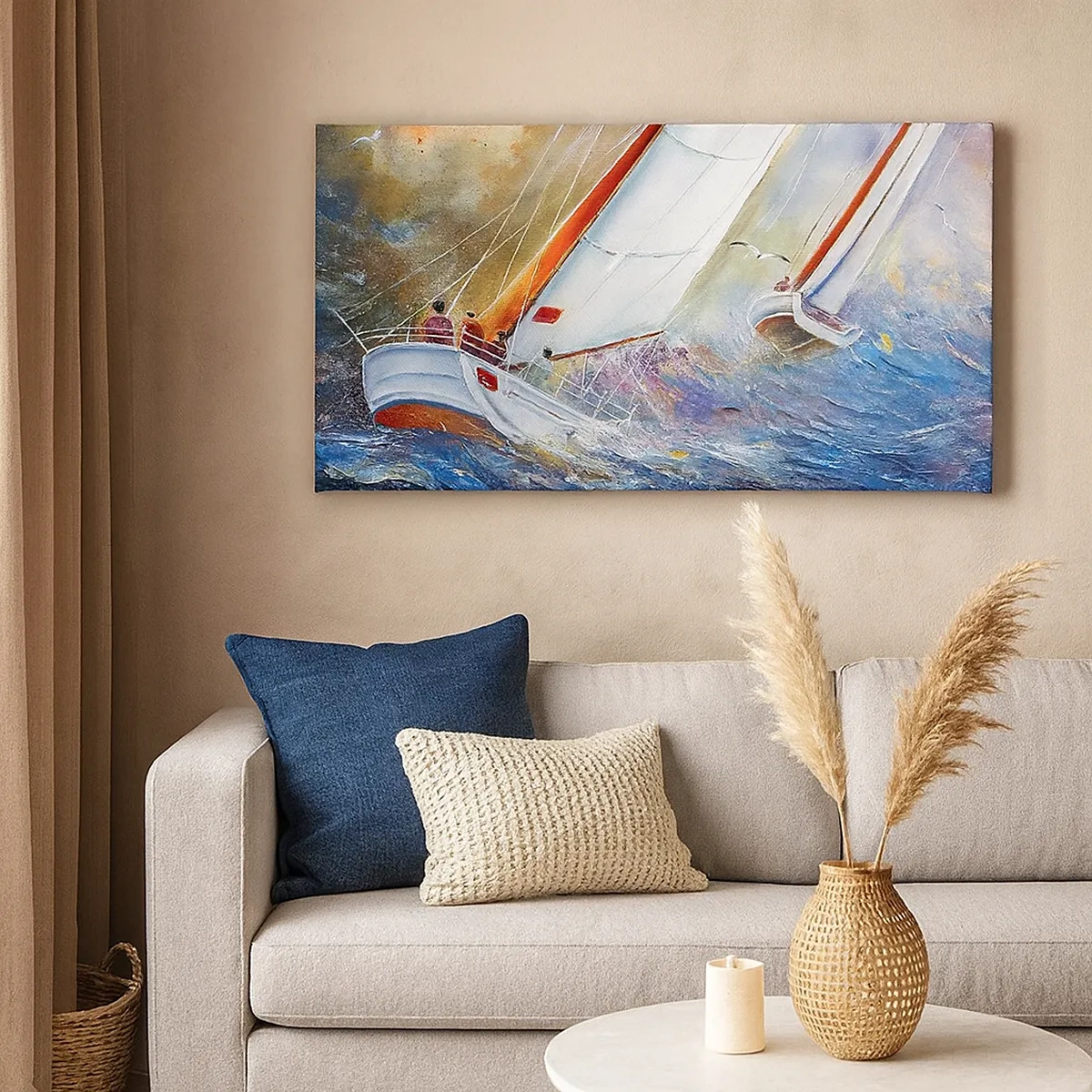 Obraz na płótnie - Biegnące po falach - 30x30 cm