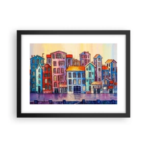 Plakat w czarnej ramie - Miasto jak z bajki - 40x30 cm