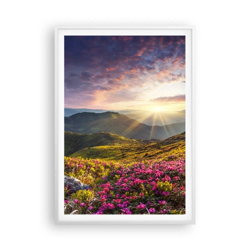 Plakat w białej ramie - Świeżość górskiego poranka - 70x100 cm