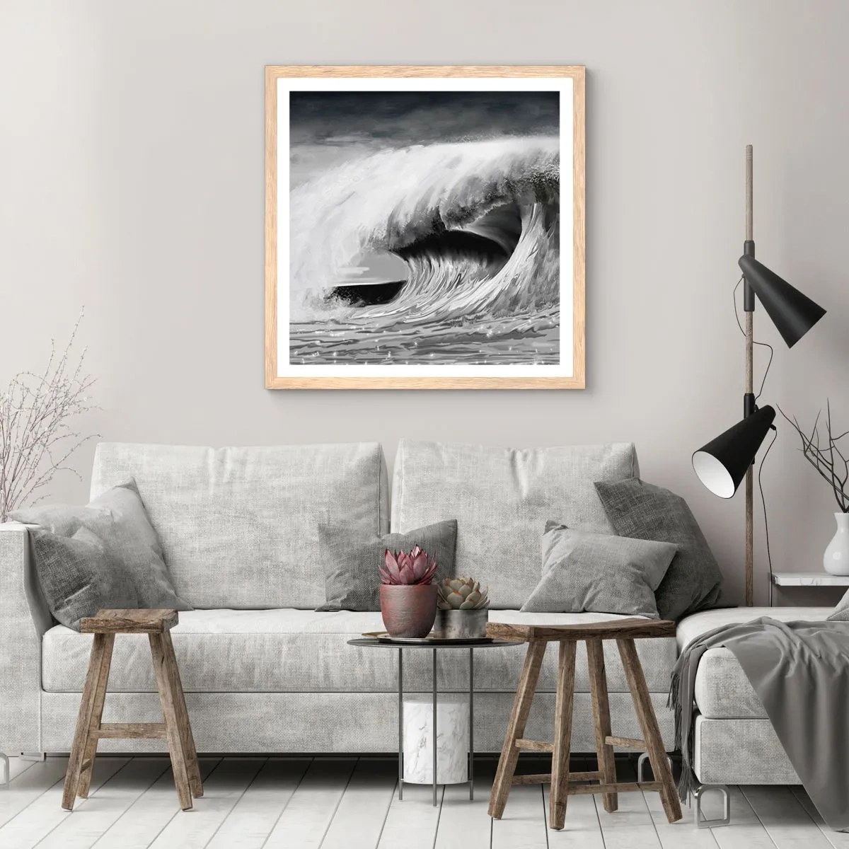 Plakat w ramie jasny dąb - Gniew oceanu - 50x50 cm