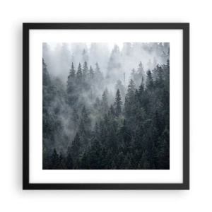 Plakat w czarnej ramie - Leśny świt - 40x40 cm