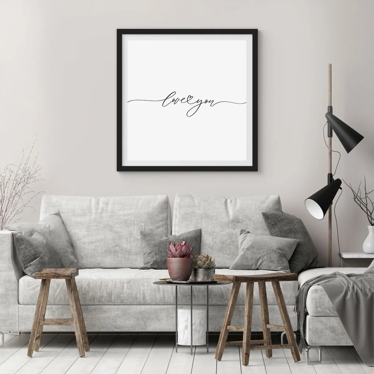 Plakat w czarnej ramie - Czarno na białym - 40x40 cm