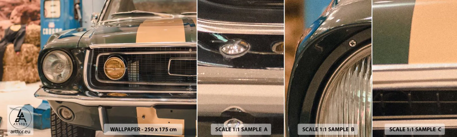 Fototapeta Próbka Samoprzylepna Deluxe Sticker - Spotkanie z legendą - Samochód, Motoryzacja, Oldchool - 100x30 cm