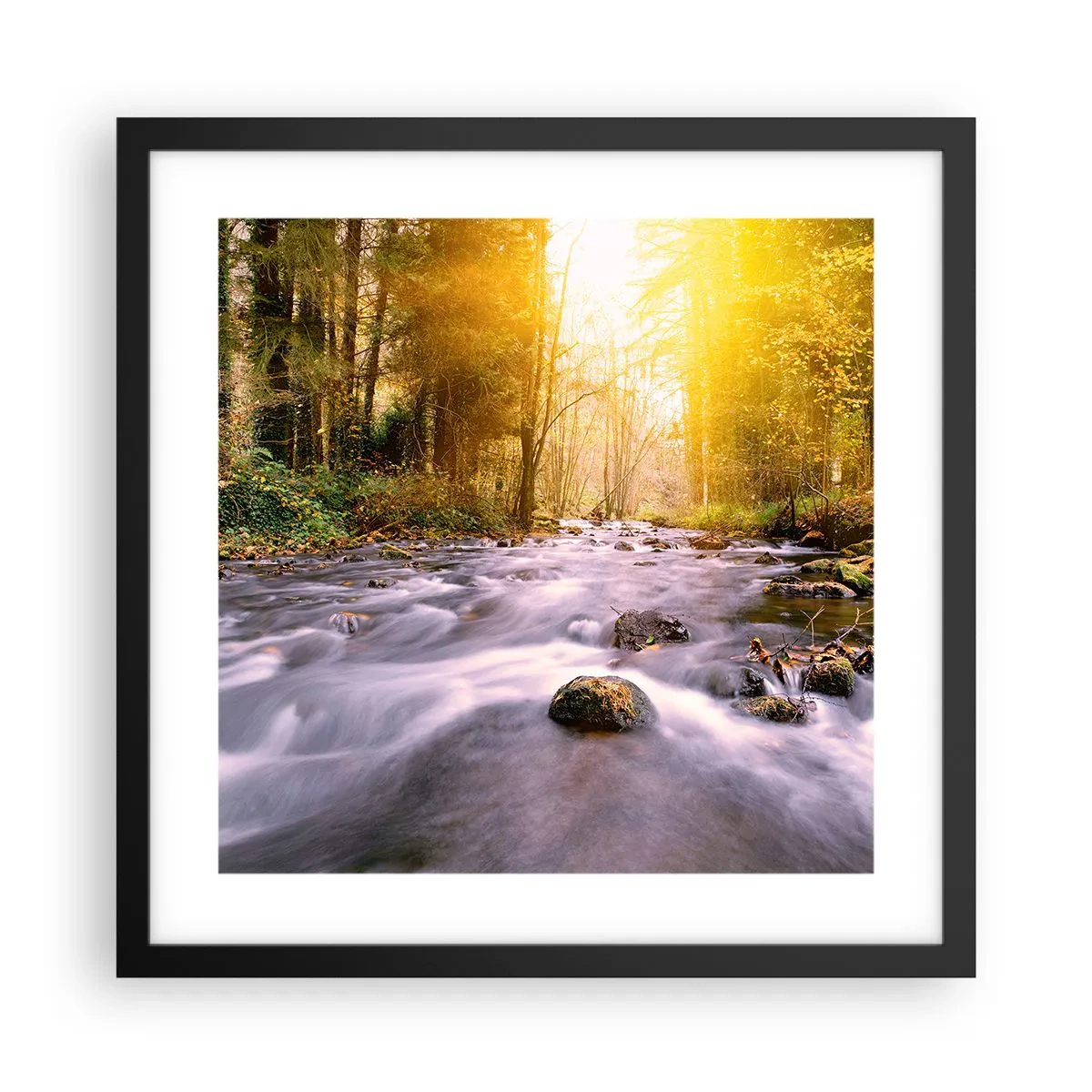 Plakat w czarnej ramie - Malachit w srebrno-złotej oprawie - 40x40 cm