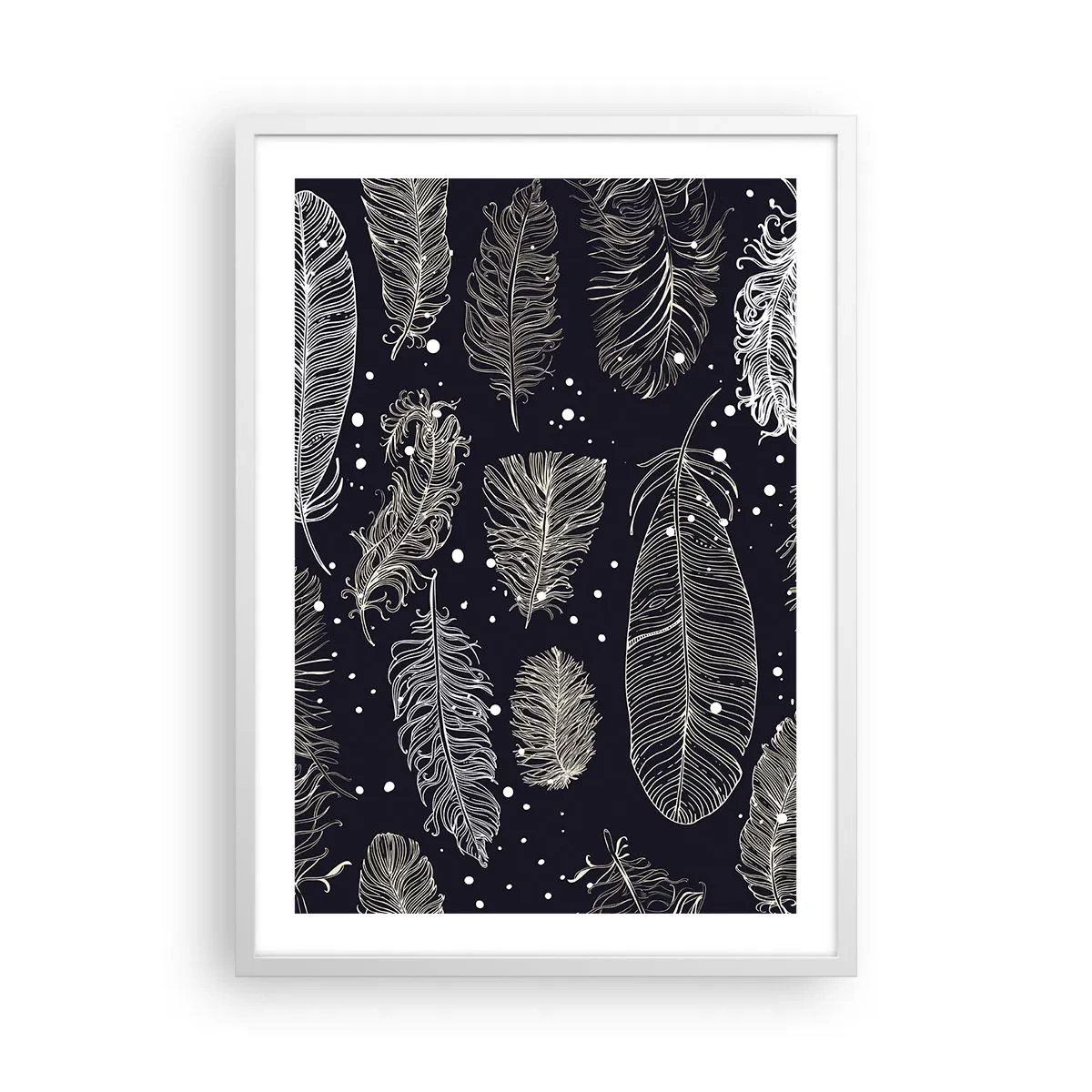 Plakat w białej ramie - Pierzasta koronka - 50x70 cm