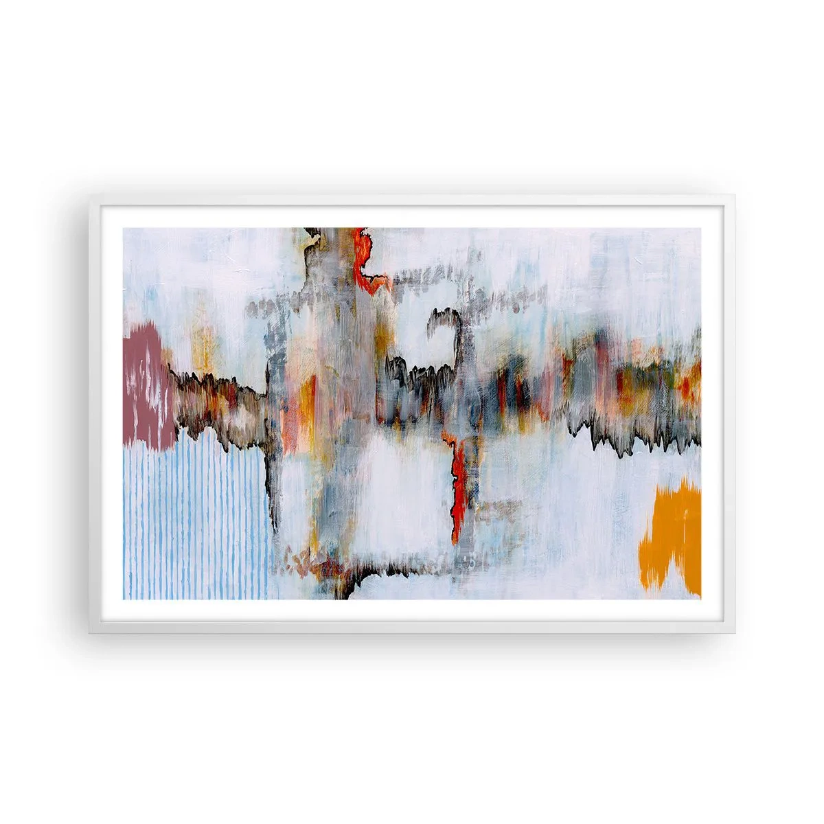 Plakat w białej ramie - Patykiem na wodzie - 91x61 cm