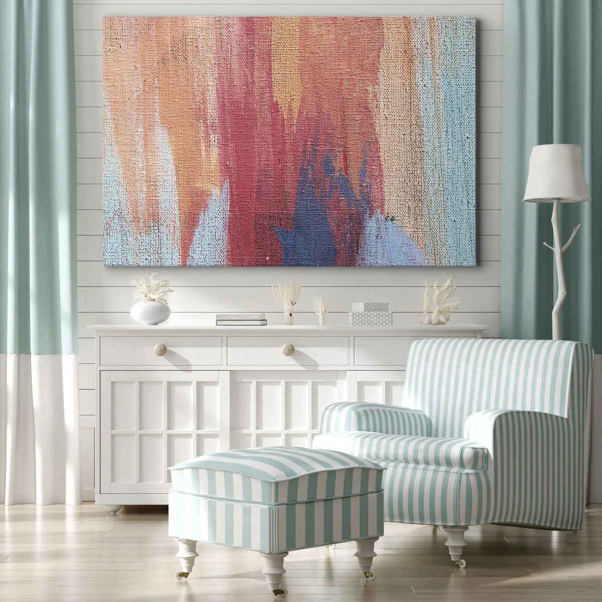 Obraz na płótnie - Kolorowe abstrakcyjne pociągnięcia pędzla - 100x70cm - Spłynąć tęczą - Nowoczesna dekoracja ścienna do salonu, kuchni i sypialni ARTTOR