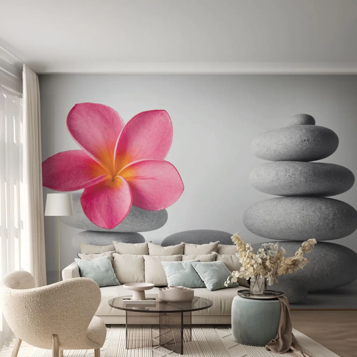 Fototapeta Premium Canvas - Kamień na kamieniu, a na tym kamieniu… - Kwiat, Kamienie, Spa - 350x256 cm