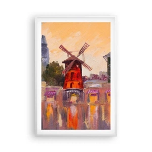 Plakat w białej ramie - Paryskie ikony – Moulin Rouge - 61x91 cm