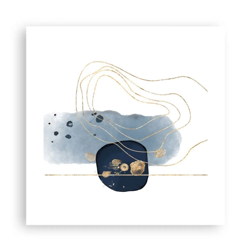 Plakat - Niebiesko-złota fantazja - 40x40 cm