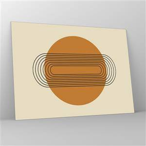 Obraz na szkle - Geometryczna abstrakcja z okręgiem i liniami - 70x50cm - Plan doskonały - Nowoczesna dekoracja ścienna do salonu i sypialni ARTTOR