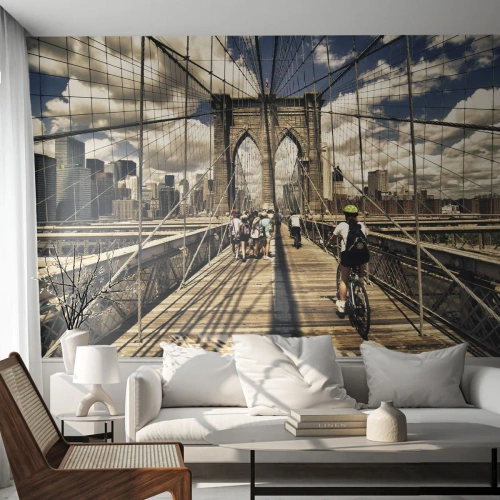 Fototapeta Premium Sand - Wprost do serca miasta - Most Brookliński, Nowy Jork, Miasto - 350x256 cm