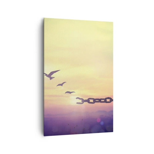 Obraz na płótnie - Symbol wolności z ptakami i zerwanym łańcuchem - 80x120cm - Zwycięstwo wolności - Nowoczesna dekoracja ścienna do salonu i sypialni ARTTOR