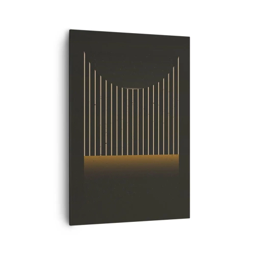 Obraz na płótnie - Geometryczny wzór z pasami na ciemnym tle - 70x100cm - Zbadać ciemność - Nowoczesna dekoracja ścienna do salonu i sypialni ARTTOR