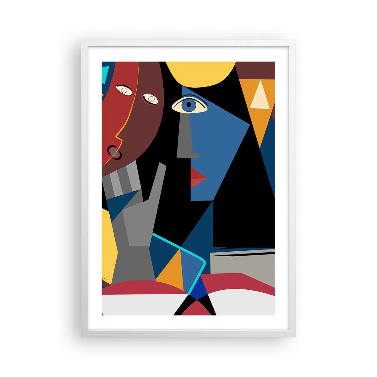 Plakat w białej ramie - Rozmowa kubistów - 50x70 cm