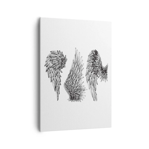 Obraz na płótnie - Szkic trzech anielskich skrzydeł - 50x70cm - I ty możesz zostać aniołem - Nowoczesna dekoracja ścienna do salonu, kuchni i sypialni ARTTOR