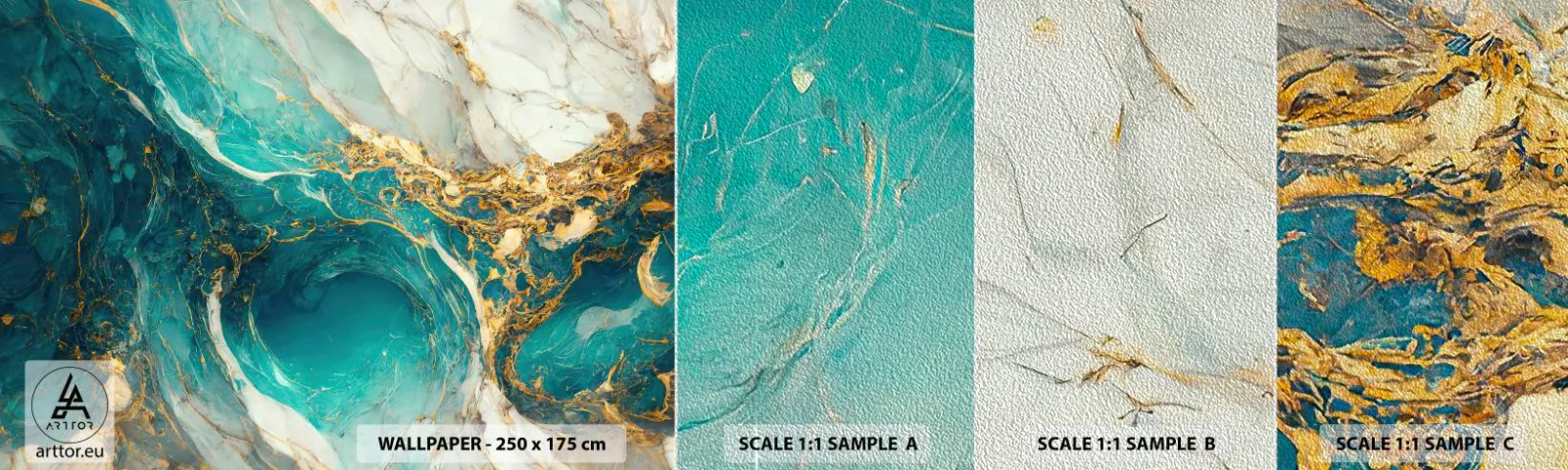 Fototapeta Próbka Premium Sand - Kompozycja z żyłami złota - Abstrakcja, Marmur, Kamień - 100x30 cm