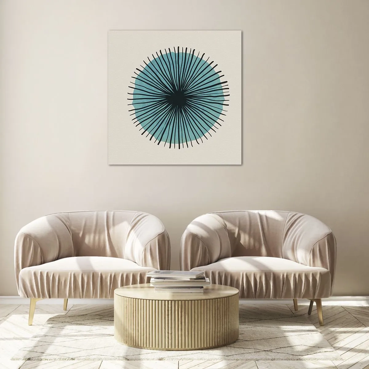 Obraz na szkle - Promieniście na błękicie - 70x70 cm