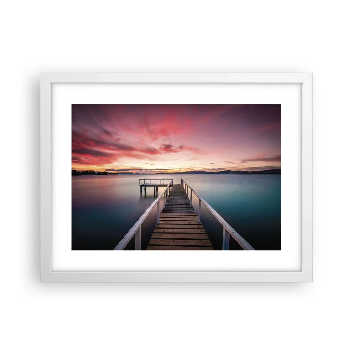 Plakat w białej ramie - Łagodny płomień wieczoru - 40x30 cm