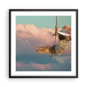 Plakat w czarnej ramie - Zabawa w obłokach - 50x50 cm