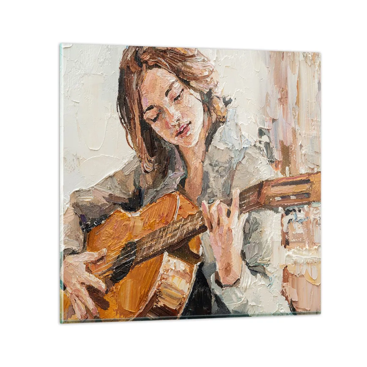 Obraz na szkle - Koncert na gitarę i dziewczęce serce - 40x40 cm