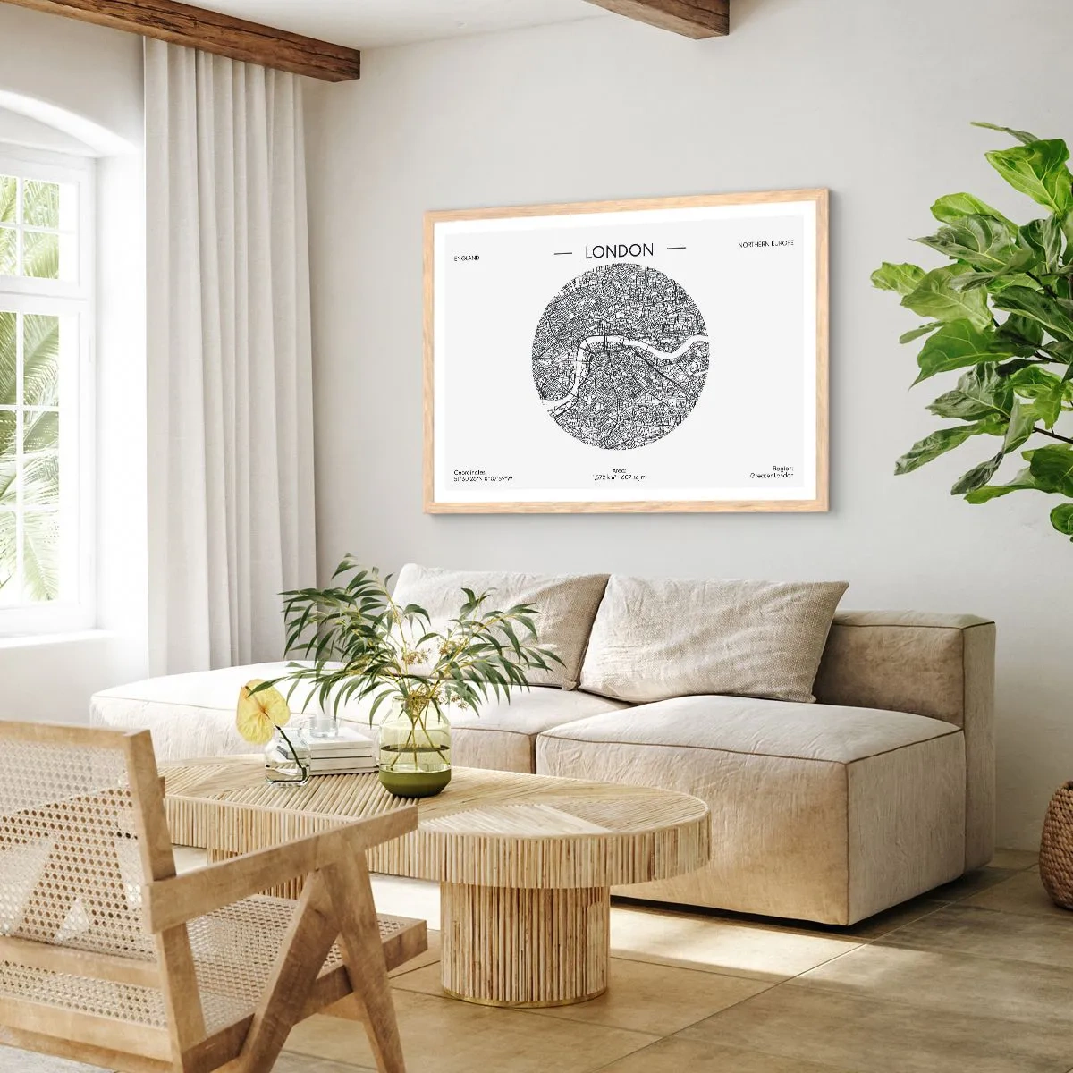 Plakat w ramie jasny dąb - Anatomia Londynu - 100x70 cm