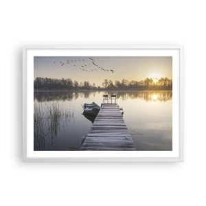 Plakat w białej ramie - Wrócę za jakiś czas - 70x50 cm