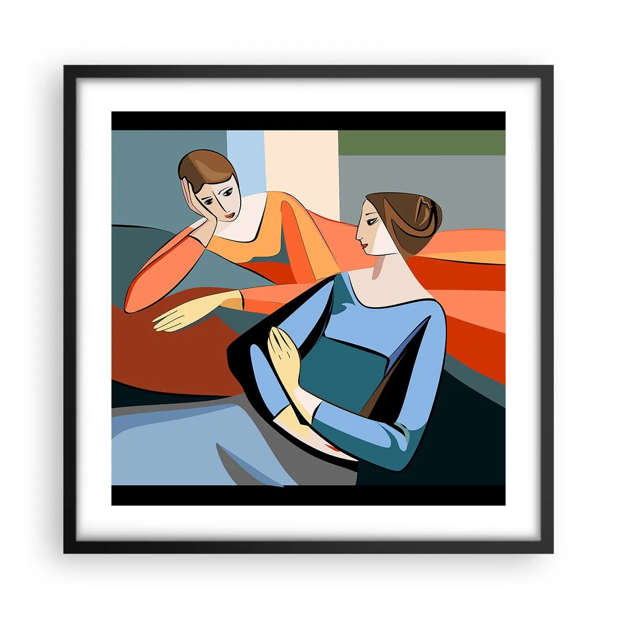 Plakat w czarnej ramie - Chwila zwierzeń - 50x50 cm