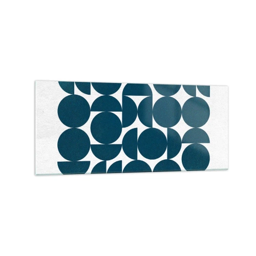 Obraz na szkle - Geometryczne kształty w odcieniach granatu na białym tle - 120x50cm - Koła i półkola - Nowoczesna dekoracja ścienna do salonu i sypialni ARTTOR
