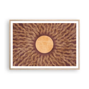 Plakat w ramie jasny dąb - Ikona słońca - 100x70 cm