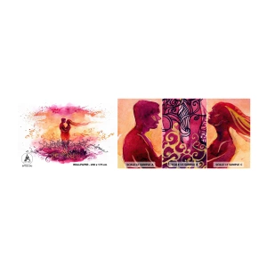 Fototapeta Próbka Samoprzylepna Deluxe Sticker - Jednego serca! Tak mało mi trzeba… - Abstrakcja, Para Zakochanych, Pocałunek - 100x30 cm