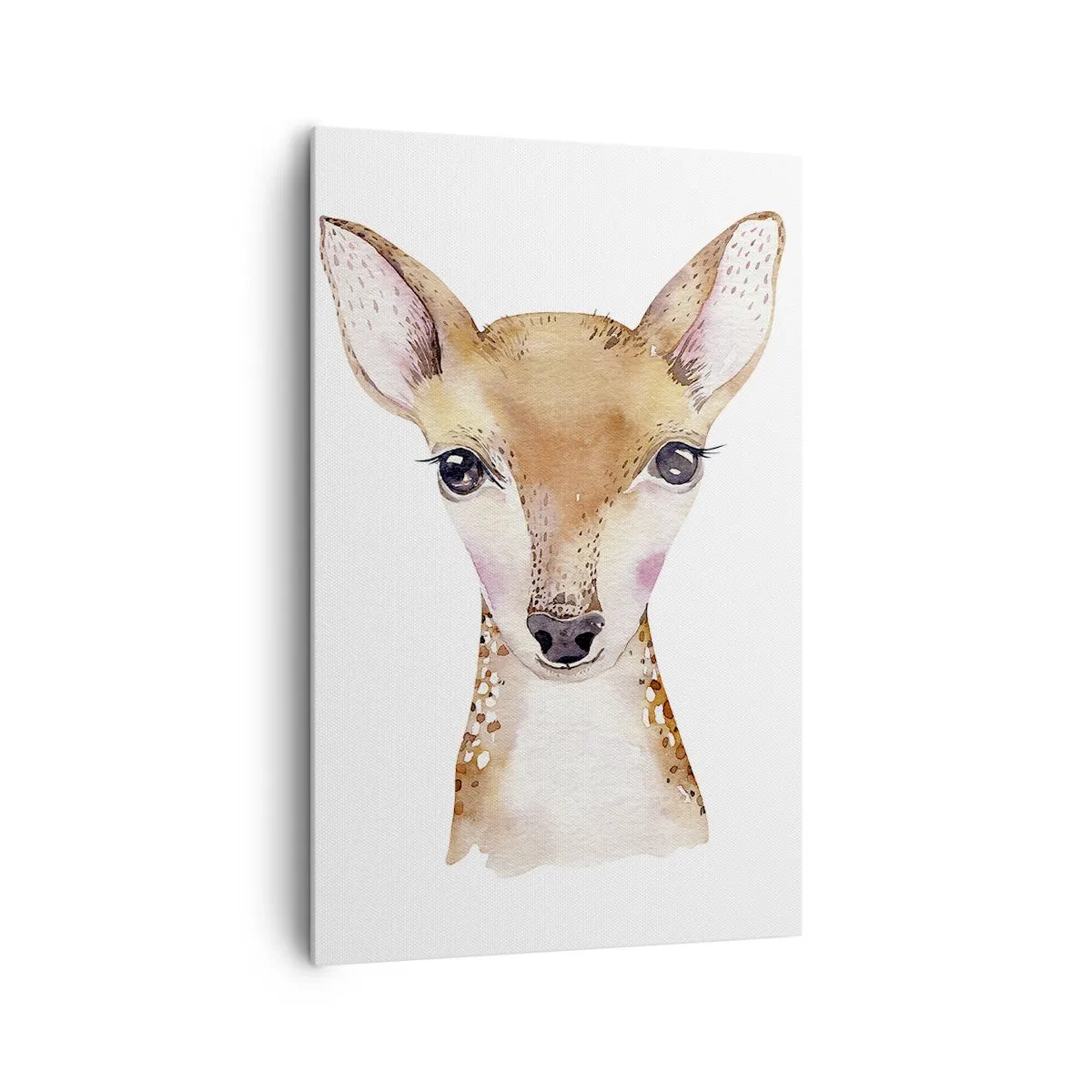 Obraz na płótnie - Portret akwarelowy młodej sarny na białym tle - 80x120cm - Natura niewinności - Nowoczesna dekoracja ścienna do salonu i sypialni ARTTOR