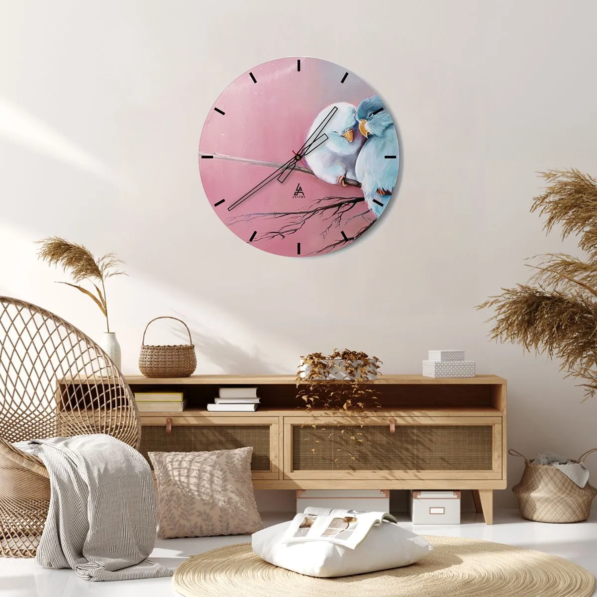 Zegar ścienny - Zbliżenie na kolorowe kwiaty w odcieniach różu i złota - 30x30cm - Cóż tu dodać?… - Nowoczesna dekoracja ścienna do salonu, kuchni i sypialni ARTTOR
