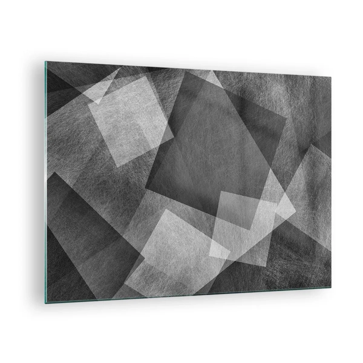 Obraz na szkle - Abstrakcja geometryczna w odcieniach czerni, bieli i szarości - 70x50cm - Odwieczny symbol trwałości i porządku - Nowoczesna dekoracja ścienna do salonu i sypialni ARTTOR