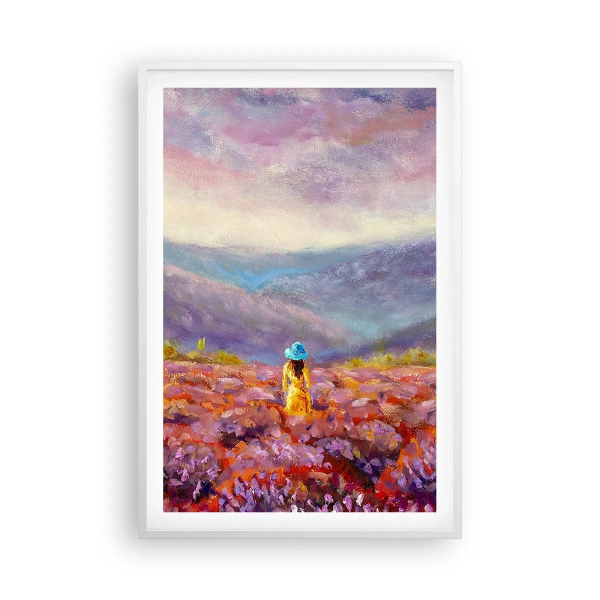 Plakat w białej ramie - W lawendowym świecie - 61x91 cm