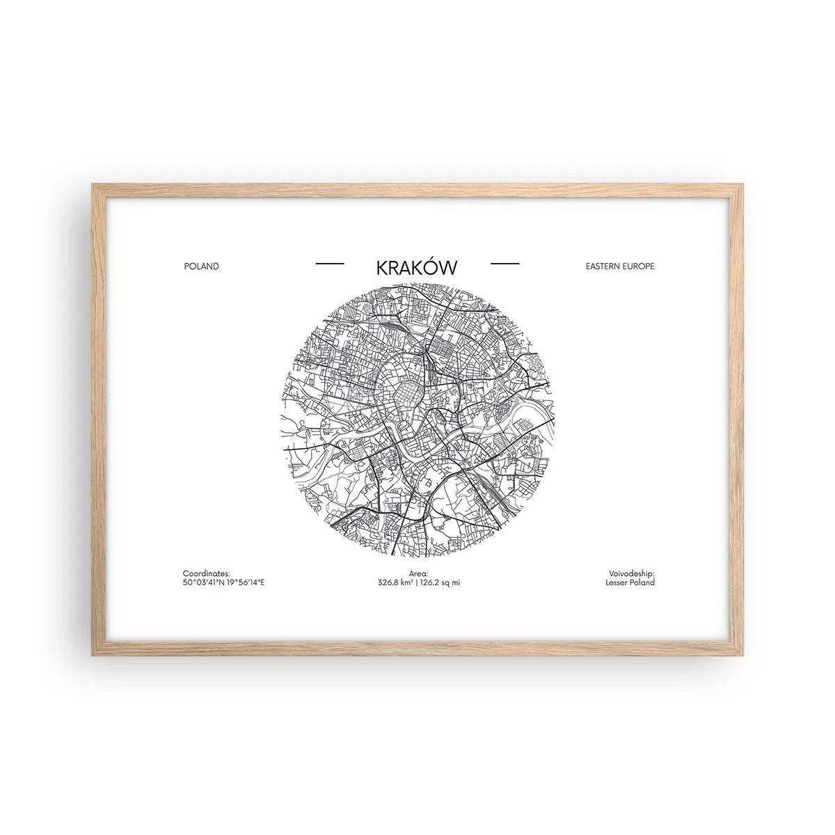 Plakat w ramie jasny dąb - Anatomia Krakowa - 70x50 cm