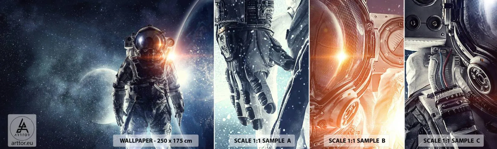 Fototapeta Próbka Samoprzylepna Deluxe Sticker - Kosmiczna przygoda - Kosmos, Astronauta, Gwiazdy - 100x30 cm