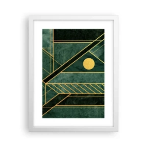 Plakat w białej ramie - Dynamika złota i lazuru - 30x40 cm