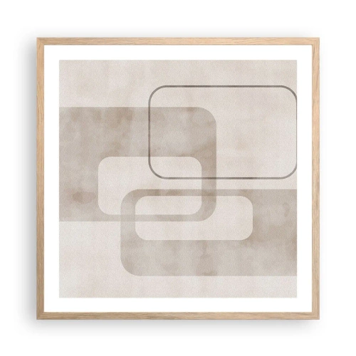 Plakat w ramie jasny dąb - Geometryczna fuga - 60x60 cm