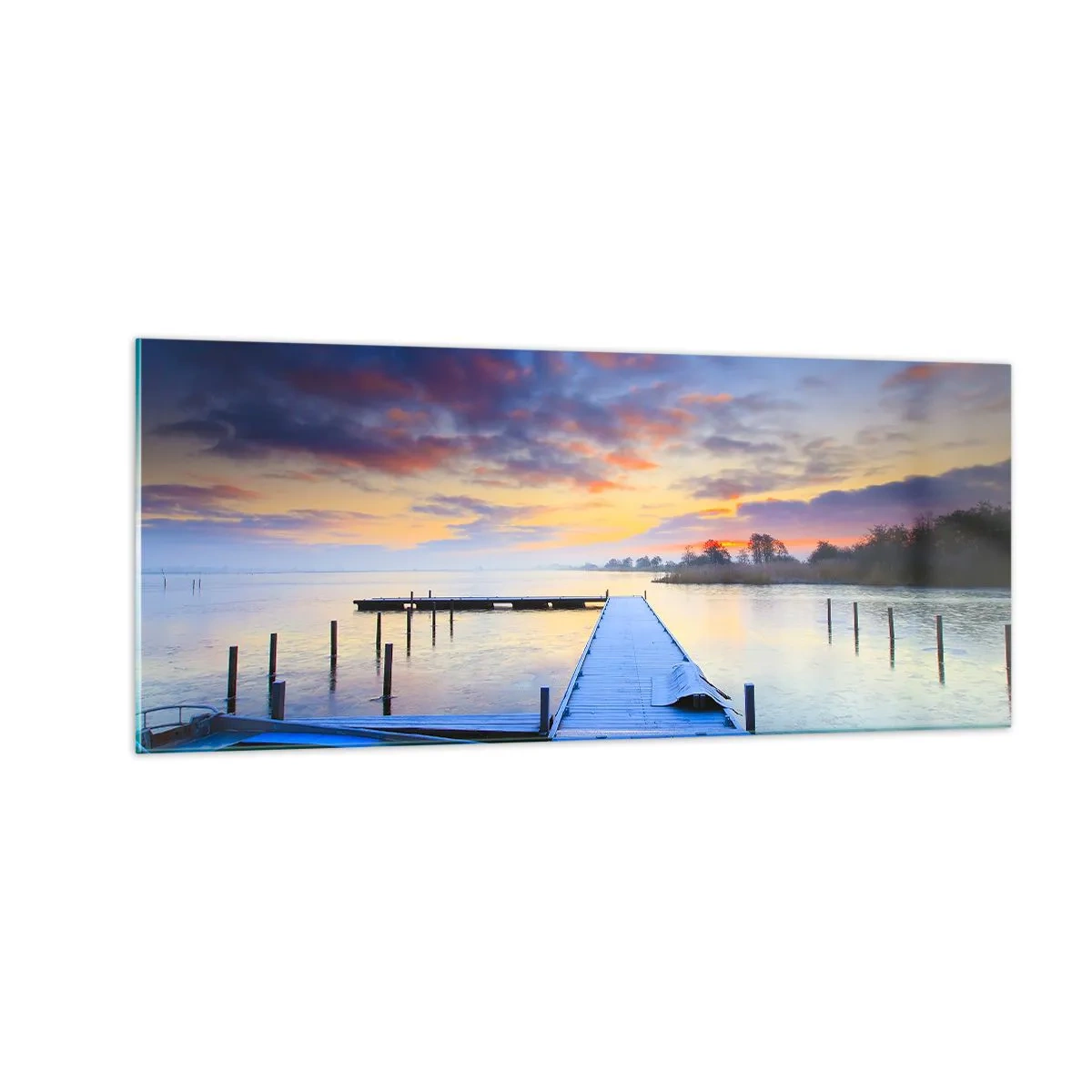 Obraz na szkle - Fioletowo-złoty spokój - 100x40 cm