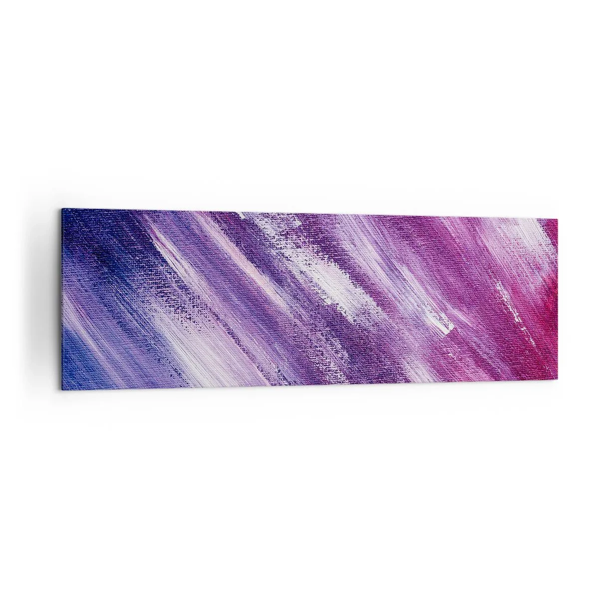 Obraz na płótnie - Abstrakcyjne pociągnięcia pędzla w odcieniach fioletu i różu - 160x50cm - Gdy wieje słoneczny wiatr - Nowoczesna dekoracja ścienna do salonu i sypialni ARTTOR