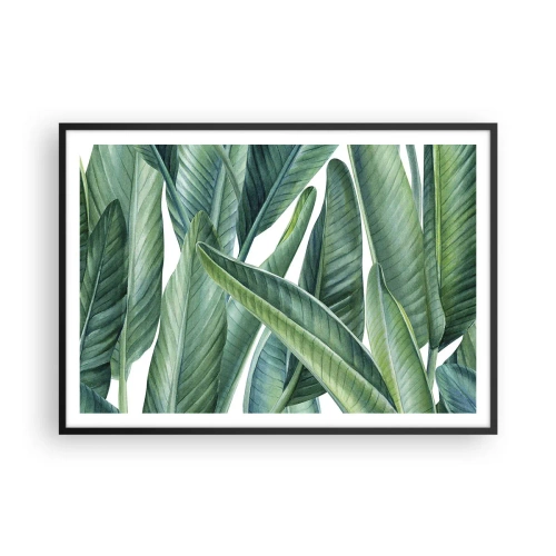 Plakat w czarnej ramie - Zielone liście w minimalistycznym, botanicznym stylu - 100x70cm - Zieleń sama w sobie - Nowoczesna dekoracja ścienna do salonu i sypialni ARTTOR