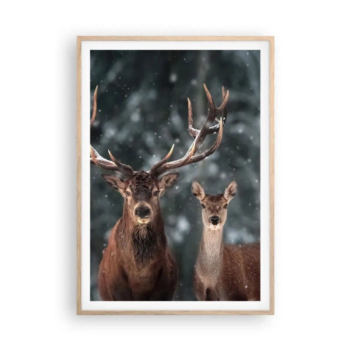 Plakat w ramie jasny dąb - Pan lasu z małżonką - 70x100 cm