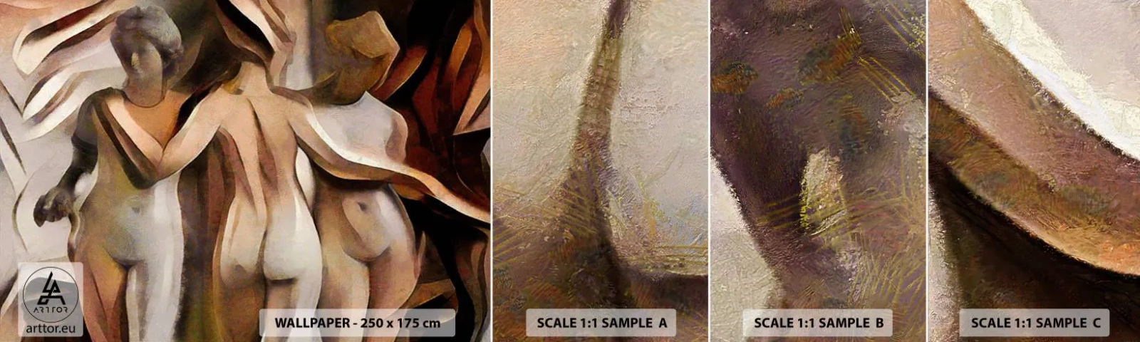 Fototapeta Próbka Standard Eco - Trzy Gracje 2.0 - Kobieta, Kubizm, Sztuka - 100x30 cm