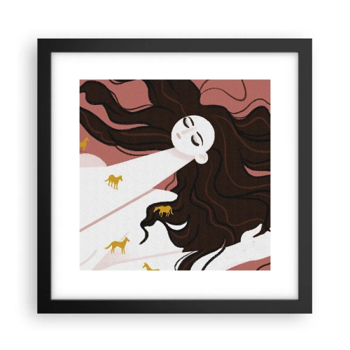 Plakat w czarnej ramie - Sen o złotym koniu - 30x30 cm