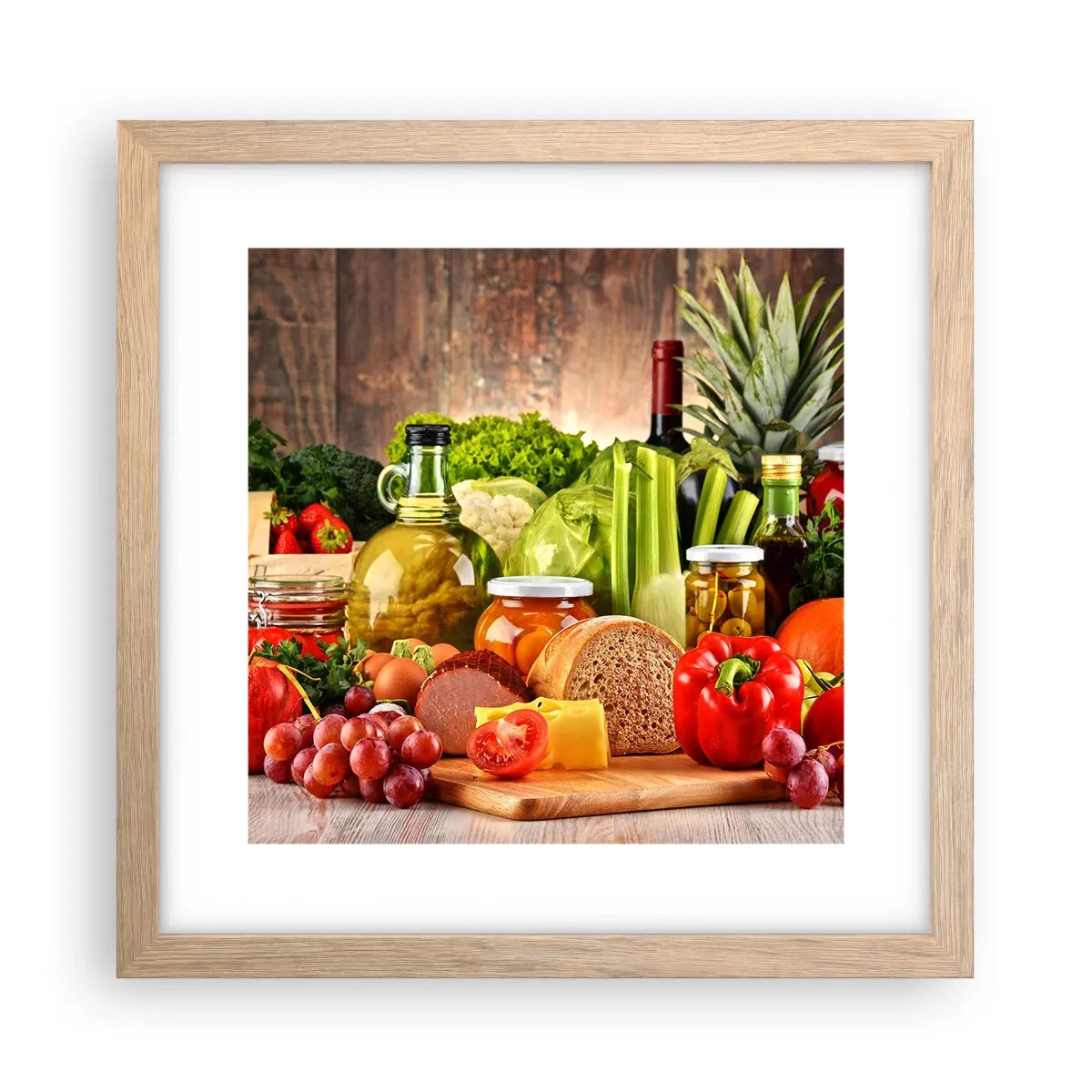 Plakat w ramie jasny dąb - Wędzone, pieczone, marynowane - 30x30 cm