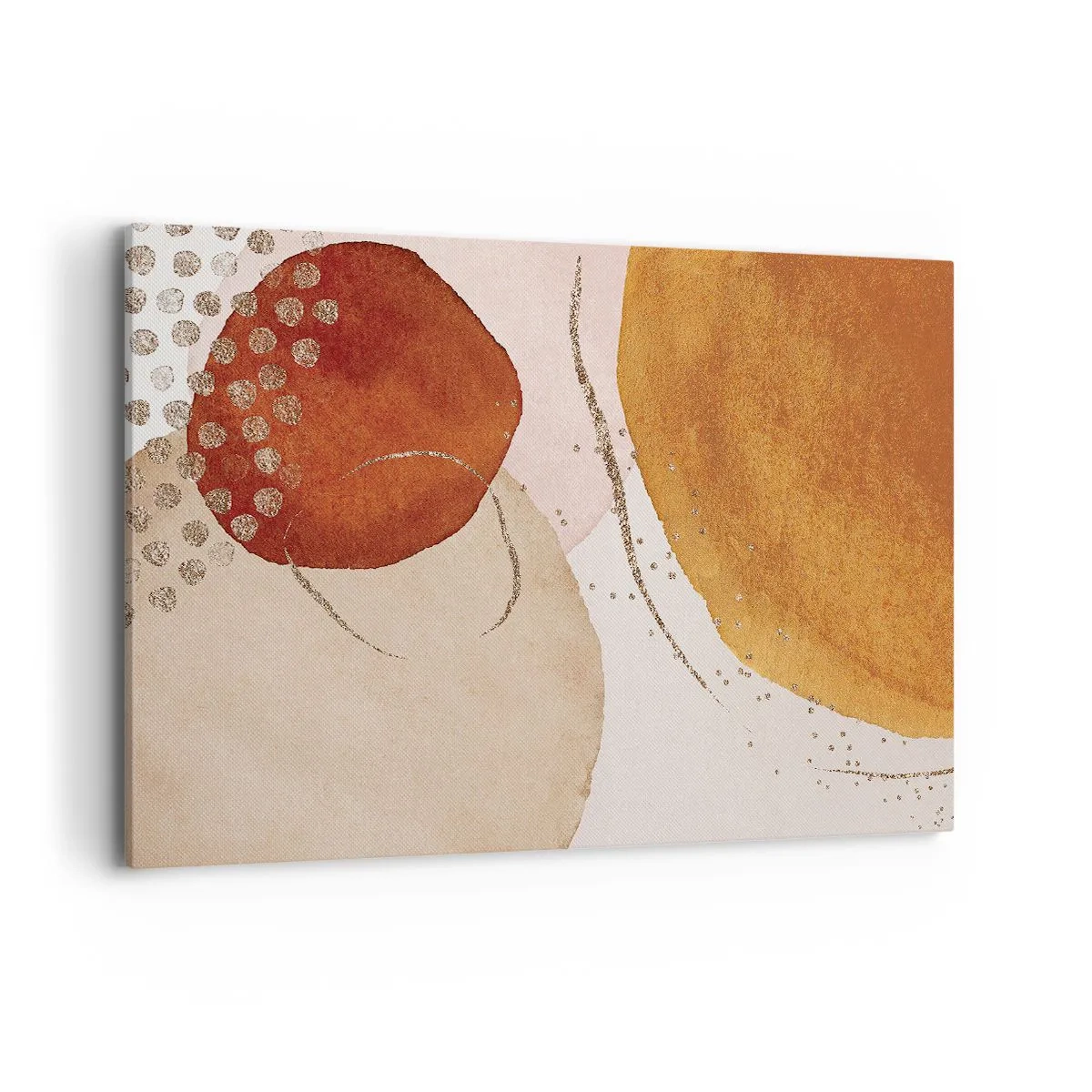 Obraz na płótnie - Abstrakcyjne kształty w ciepłych odcieniach brązu i złota - 120x80cm - Krągłość i ruch - Nowoczesna dekoracja ścienna do salonu, kuchni i sypialni ARTTOR