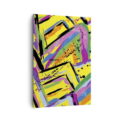Obraz na płótnie - Żywa abstrakcja w jaskrawych kolorach i dynamicznych kształtach - 70x100cm - Aż krzyczy z radości - Nowoczesna dekoracja ścienna do salonu i sypialni ARTTOR