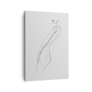 Obraz na płótnie - Minimalistyczna linia ukazująca sylwetkę na jasnym tle - 70x100cm - Zaledwie obietnica - Nowoczesna dekoracja ścienna do salonu i sypialni ARTTOR